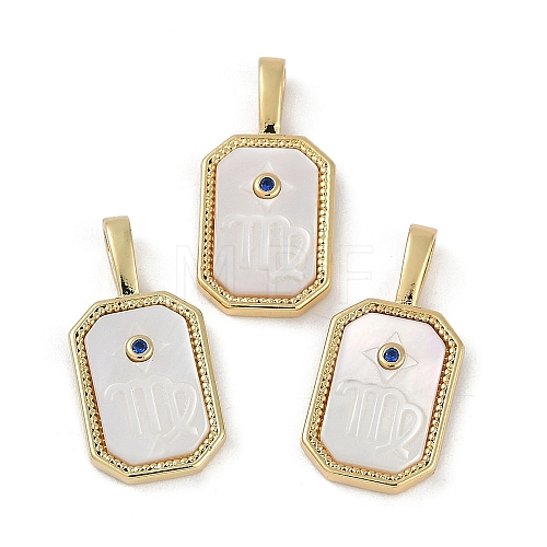 Rack Plating Brass Micro Pave Cubic Zirconia Pendants KK-U032-90G-03-1