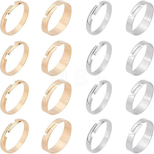 Unicraftale 40Pcs 4 Style 201 Stainless Steel Plain Band Adjustable Rings for Women STAS-UN0037-14-1