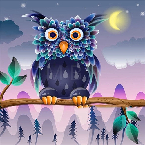 Cartoon Owl Pattern 5D Diamond Painting Kits for Kids and Adult Beginners PW-WG49578-02-1