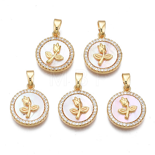 Brass Micro Pave Clear Cubic Zirconia Pendants KK-N233-165-1