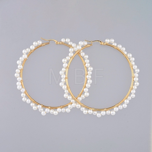 Beaded Hoop Earrings EJEW-JE03805-1