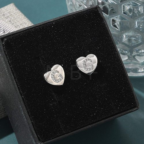 Rack Plating Brass Micro Pave Clear Cubic Zirconia Stud Earrings EJEW-K299-01P-G-1