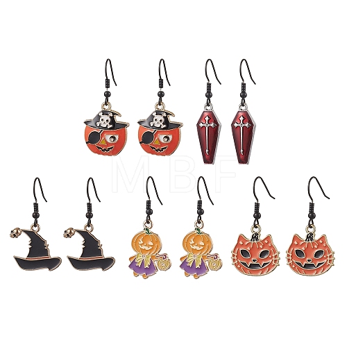 Halloween Alloy Enamel Dangle Earrings EJEW-JE06063-1