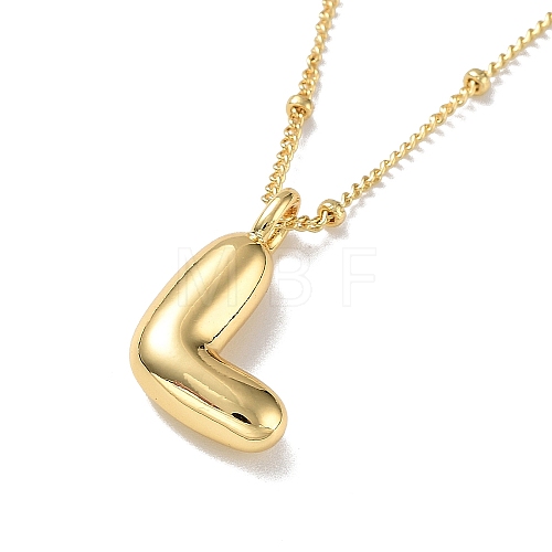 Initial Letter Brass Pendant Necklaces NJEW-A015-21G-L-1