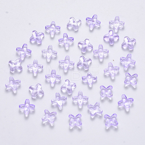 Transparent Spray Painted Glass Beads GLAA-R211-06-C02-1