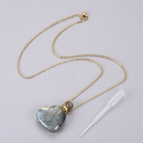 Natural Labradorite Openable Perfume Bottle Pendant Necklaces G-K295-A03-G-1