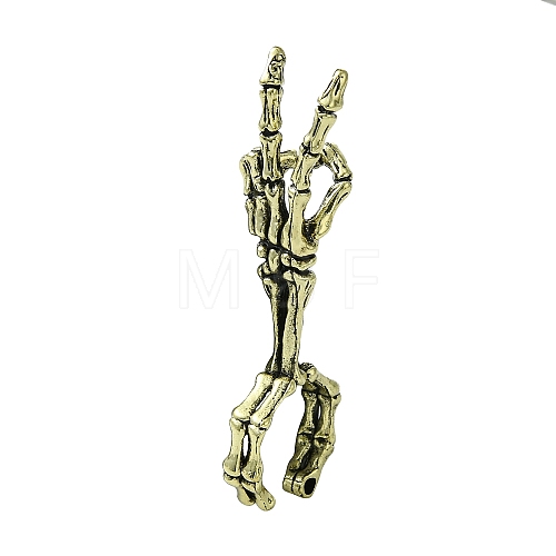 Skeleton Hand Alloy Cigarette Holder Ring RJEW-K275-27AB-1