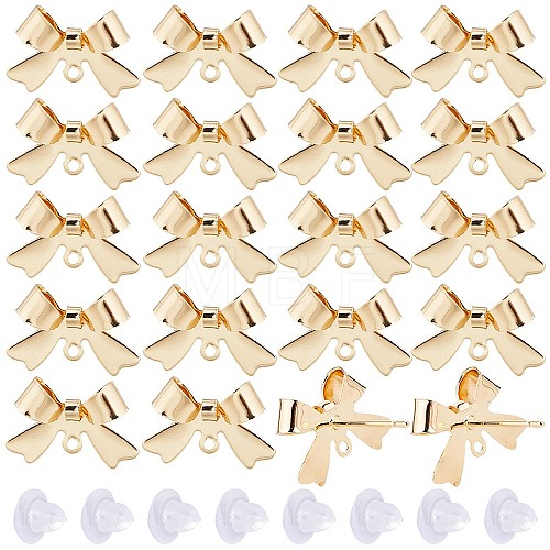 SUNNYCLUE 24Pcs Brass Stud Earring Findings KK-SC0003-91-1