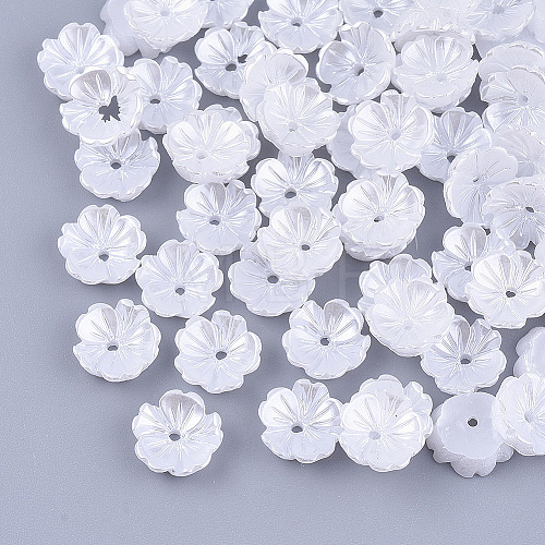 Resin Imitation Pearl Bead Caps X-RESI-T040-008A-1