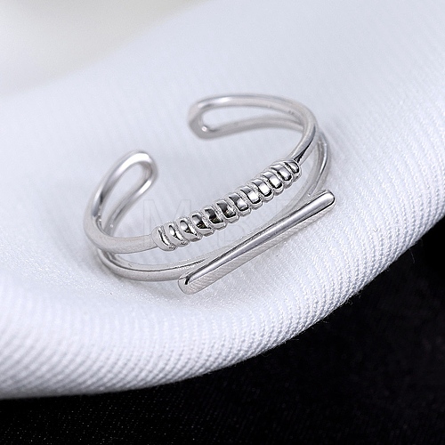 925 Sterling Silver Cuff Rings for Women RJEW-U046-02P-1