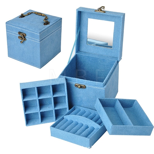 3 Layer Hand-Held Flocking Jewelry Storage Boxes PW-WG9D8B1-01-1