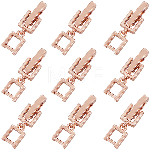 SUNNYCLUE 9Pcs Brass Fold Over Clasps KK-SC0004-06RG-1