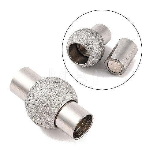 304 Stainless Steel Textured Magnetic Clasps with Glue-in Ends STAS-G008-1-1