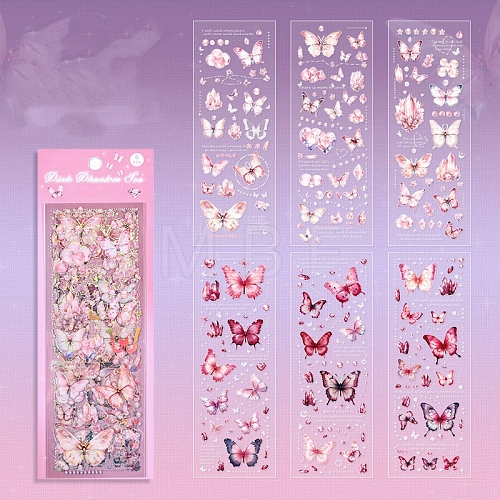 6Pcs 6 Styles Butterfly Laser Stickers PW-WG5E423-03-1