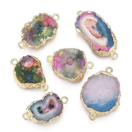 Electroplate Natural Druzy Agate Links Connectors G-P001-20-1