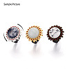 Adjustable Flower Alloy & Iron Rhinestone Bezel Cup Ring Base with Rotatable Tray MAK-T012-09G-5
