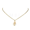Natural Baroque Keshi Pearl Moon Teardrop Pendant 304 Stainless Steel Satellite Chain Necklaces for Women NJEW-JN06175-3