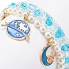 3Pcs 3 Style Shell Pearl & Glass Seed Beaded Stretch Bracelets Set BJEW-JB08705-01-6