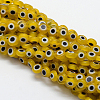 Handmade Evil Eye Lampwork Flat Round Bead Strands LAMP-L058-8mm-01-1