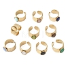 304 Stainless Steel with Glass Cat Eye Cuff Rings for Women RJEW-K309-40E-4