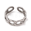 Non-Tarnish 304 Stainless Steel Oval Curb Chain Cuff Rings for Women RJEW-G322-04P-2