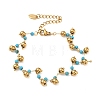 304 Stainless Steel Faceted Round Synthetic Turquoise Beaded Bracelets BJEW-C151-04A-4
