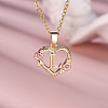Brass Rose Flower Heart with Letter Pendant Necklaces FS-WGF6950-12-1