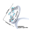 Exquisite Brass Cubic Zirconia Willow Leaf Cuff Rings for Women UN6923-9-1