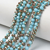 Electroplate Opaque Solid Color Glass Beads Strands EGLA-A034-P8mm-J03-1