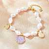 Ocean Brass Micro Pave Clear Cubic Zirconia and Enamel Plum Shell Shape Charm Bracelets for Women KK-CBA68DA-06G-2