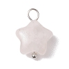 Natural Rose Quartz Star Charms with Brass Loops PALLOY-JF02733-02-1
