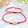 Vintage Metal Religion Saint Benedict Medal Link Adjustable Braided Nylon Cord Bracelets HF0966-2-1