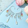 Wing Resin & Natural Quartz Crystal Points Beaded Dangle Earrings EJEW-TA00522-2