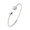 Clear Cubic Zirconia Open Cuff Bangle BJEW-G737-01P-03-4