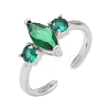 Brass Micro Pave Cubic Zirconia Cuff Open Rings for Women RJEW-L343-14P-06-4