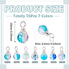 70Pcs 7 Colors Crackle Glass Pendants PALLOY-TADJ00019-3