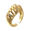 Brass Micro Pave Clear Cubic Zirconia Cuff Rings for Women RJEW-Q008-04G-2