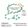 Synthetic Turquoise Chip 304 Stainless Steel Double Layer Hand Chain Ring Bracelets for Women HN5192-6