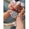 Rhodium Plated 925 Sterling Silver Flower Micro Pave Moissanite Adjustable Rings for Women WG9AA84-06-1