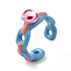 Acrylic Double Dragon Eye Open Cuff Ring RJEW-H111-05-1