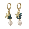 Ocean Brass Leverback Earrings EJEW-JE07463-4