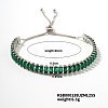 Brass Emerald Rhinestone Box Chain Slider Bracelets for Women TG7650-1-1