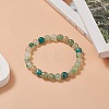 Dyed Natural Fire Crackle Agate Round Beaded Stretch Bracelet for Women BJEW-TA00244-4
