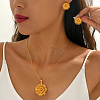 Vintage Brass Flower Stud Earrings & Pendant Necklaces Sets for Women ZA3749-4