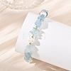 Raw Rough Natural Aquamarine Chip & Cultured Freshwater Pearl Beaded Bracelets for Women BJEW-JB13971-2