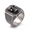 Skull 304 Stainless Steel Finger Ring RJEW-F137-02AS-1