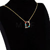Golden Brass Micro Pave Cubic Zirconia Initial Pendants Necklaces NJEW-S069-JN002-D-2