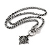 304 Stainless Steel Dragon Head King Box Chain Viking Compass Pendant Necklaces for Men NJEW-K278-09AS-2