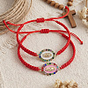 2Pcs 304 Stainless Steel & Rhinestones & Resin Link Bracelets BX1909-3-2
