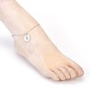 Brass Real Platinum Plated Cable Chains Charms Anklets AJEW-AN00231-04-5